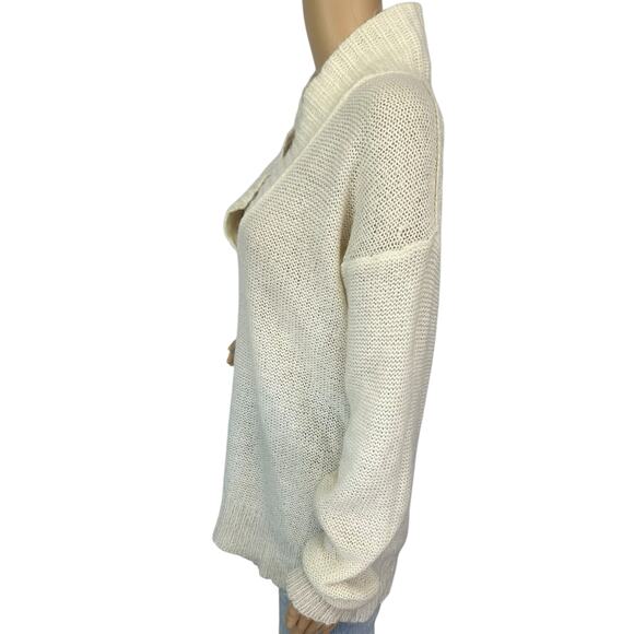J. Crew Dolce Shawl Collar Popover Sweater Cream Mohair Wool Blend Size M - Picture 5 of 12
